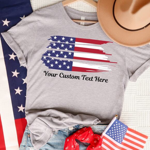 Custom American Flag Unisex T-shirt, July 4th Freedom, 1776 Independence Shirt - Picture 1 of 9